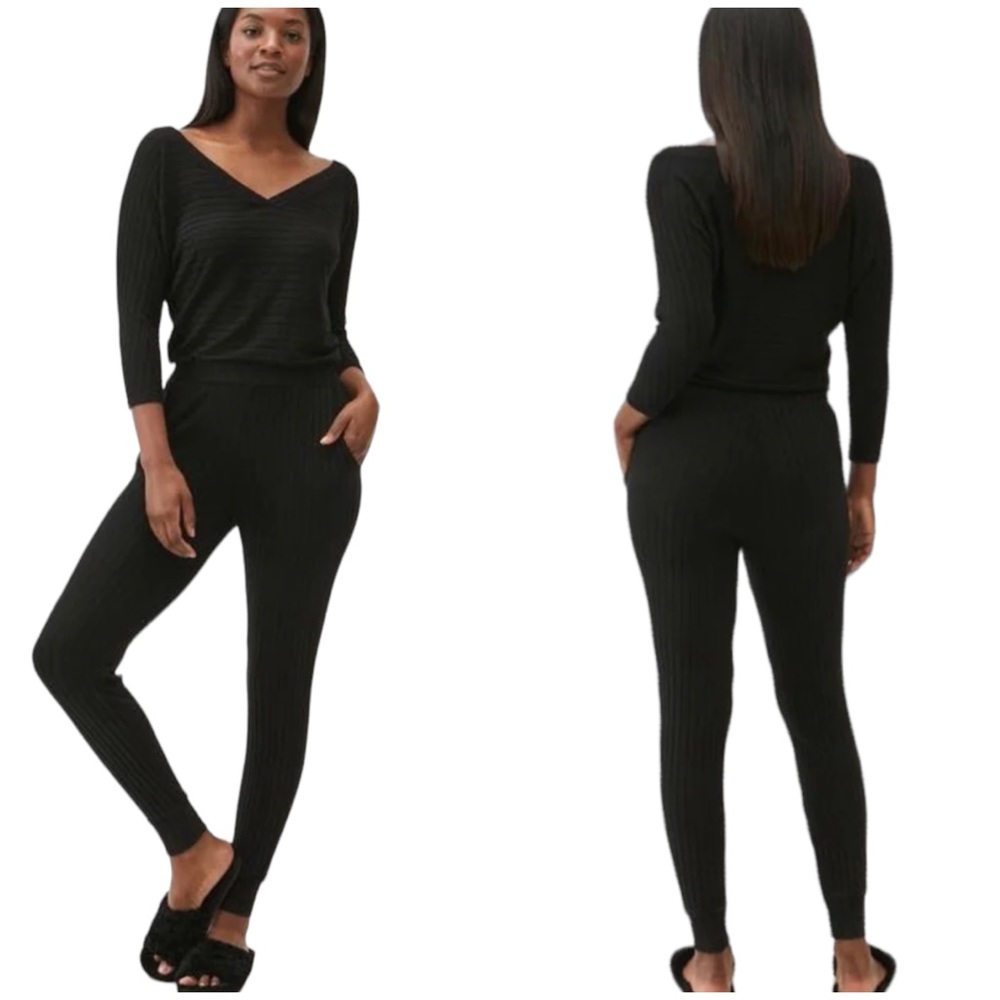 Anthropologie MICHAEL STARS V Neck REX Jogger Jasper RibKnit Jumpsuit L